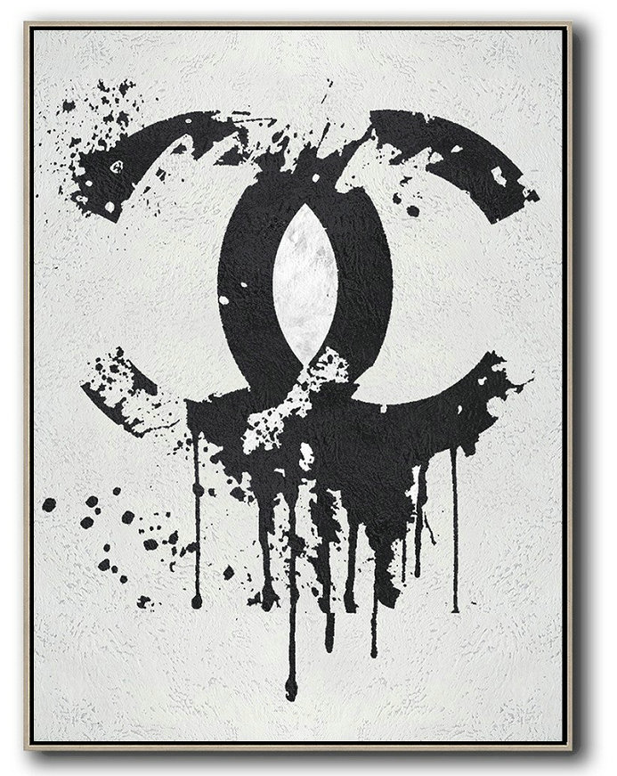 Handmade Large Painting,Black And White Minimal Painting On Canvas - Extra Large Canvas Art,Handmade Acrylic Painting